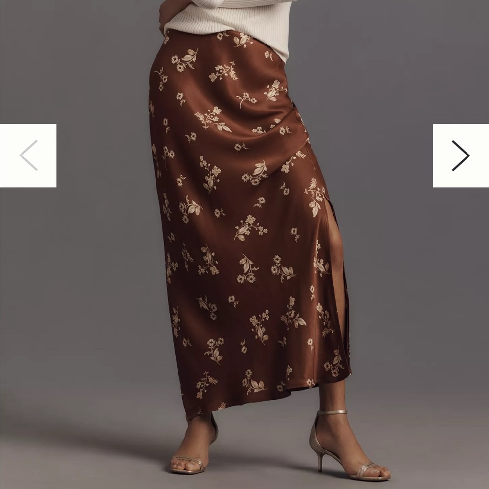 Anthropologie Brown Tan Wrap Maxi Skirt Resort Wear
